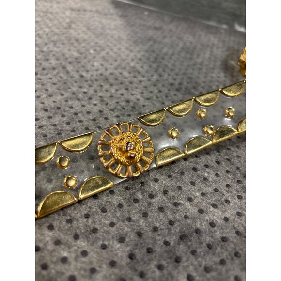 Vintage Transparent & Gold Metal Lion Head Belt With Buckle & Decorative Details main image 4